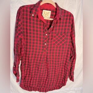 Victoria's Secret Tartan Plaid Flannel Silk Long Sleeve Button Up Shirt SZ Small